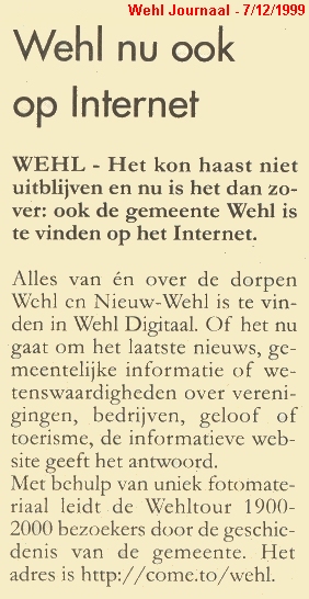 Het eerste nieuws over Wehl Digitaal